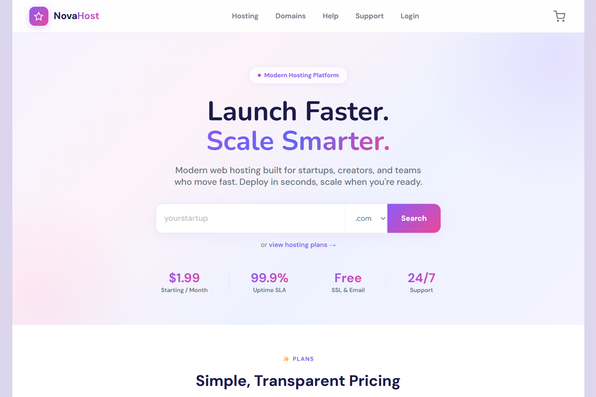 NovaHost Theme Preview